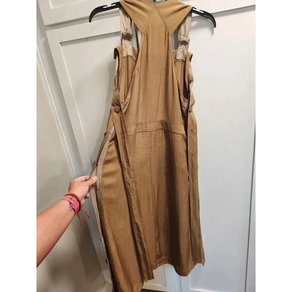Rag + Bone Adrian Button-Detailed Crinkled-Twill Midi Dress In Sage Green - Picture 4 of 12